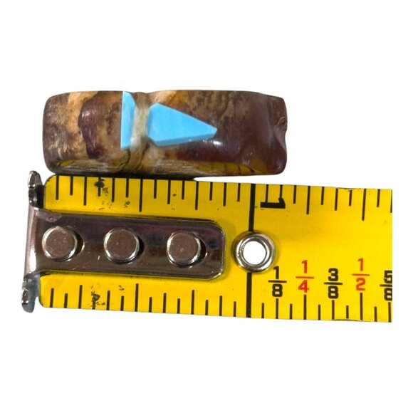 Hand Carved Zuni Signed Gabe Burns GB Animal Fetish Bear Figurine Turquoise - Picture 6 of 9